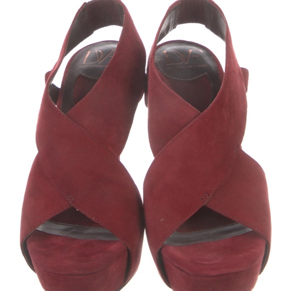 Sz 6.5 Diane Von Furstenberg Suede Slingback Heels - Picture 3 of 5